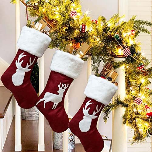 ROGENA Noel Çorapları Kırmızı Noel Çorapları 4'lü Set Çorap Noel 4'lü Paket Noel Süsleri