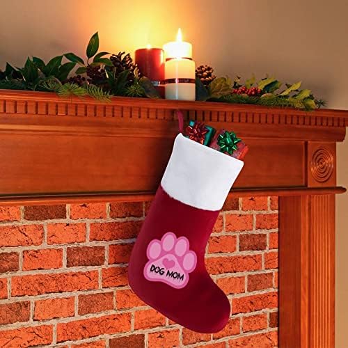 Köpek Anne Pawprints Kişiselleştirilmiş Noel Çorap Noel Şömine Aile Parti Asılı Süslemeleri
