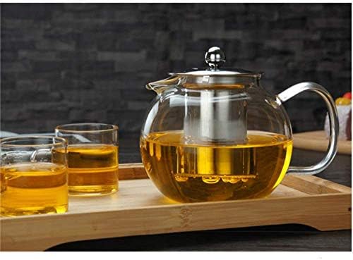 Çıkarılabilir demlik ile cam çaydanlık, cam çaydanlık Stovetop güvenli, gevşek yaprak çay ve çiçek çayı için süzgeç