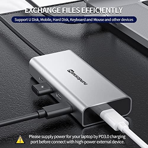 Dizüstü Bilgisayar için Minisopuru USB C Hub 10 Gbps, 100 W PD ile USB C Hub Güç Teslimatı (Videoyu Desteklemez),