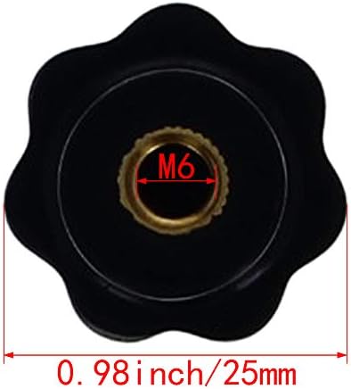Bettomshın 5 Adet M6 Dişli Topuzu Yıldız Şekli Çapı 25mm/0.98 Dişi Vida Dişi Siyah Bakalit Torna Makinesi Aparatı