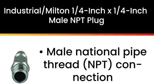 Sıcak Max 28134 Endüstriyel / Milton 1/4 inç x 1/4 inç Erkek NPT Fiş, 10'lu Paket