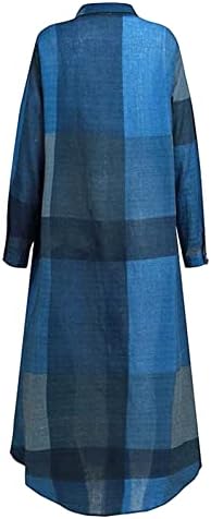 ZEFOTİM Günlük elbiseler Kadınlar için 2023 Yarım Uzun Kollu Ekose V Boyun Bel Maxi Vintage Moda Kaftan Elbise