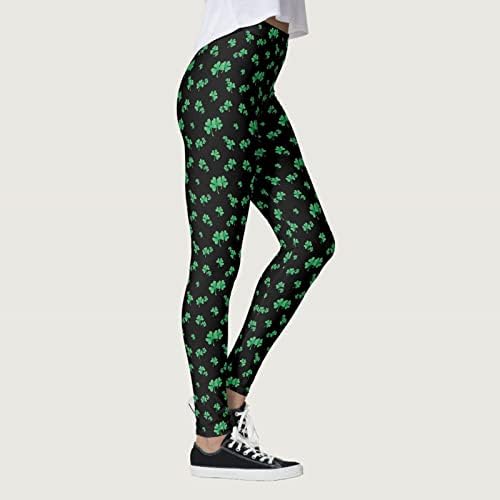 LENSSE Aziz Patrick Günü Tayt Kadınlar için Yüksek Bel Elastik Sıkı Baskılı Şanslı Bootcut Yoga Pantolon