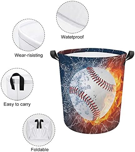 FoDuoDuo çamaşır sepeti Beyzbol çamaşır sepeti Kolları İle Katlanabilir Sepet Kirli giysi saklama Çantası Yatak Odası,