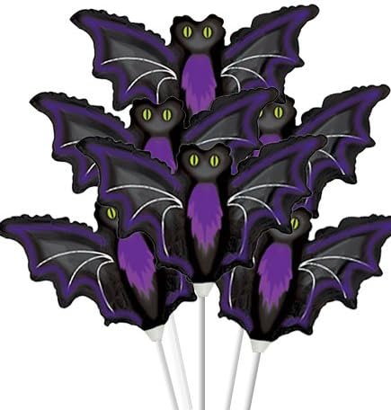 PMU Cadılar Bayramı Balonları Gece Yarasası 11 inç Çubukla Önceden Şişirilmiş Pkg/1