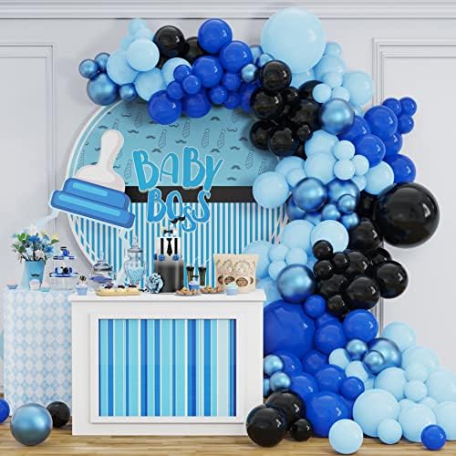 Bebek Patron Mavi Balonlar Kemer Kiti - Kraliyet Mavi Bebek Mavi Siyah Metalik Mavi çocuğun Doğum Günü Partisi için