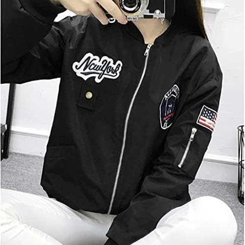 Kadınlar için ceketler artı Boyutu O-Boyun Moda Mont Kadınlar için Uzun Beyzbol Ceket Rahat Kollu Hafif kadın Ceket