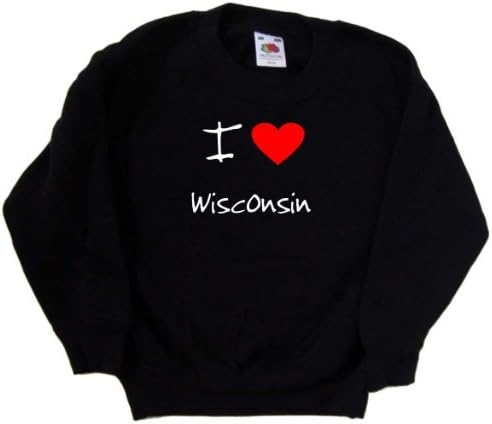 Kalbi Seviyorum Wisconsin Siyah Çocuk Sweatshirt