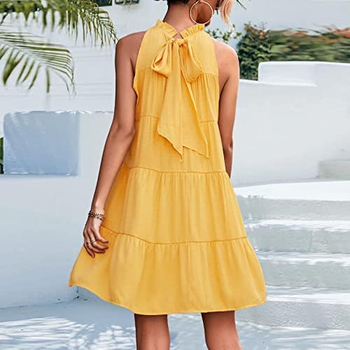 FQZWONG Elbiseler Kadınlar için 2023 Yaz Zarif Plaj Tatil Dökümlü Yensiz Moda Tatil Parti Dışarı Çıkmak Tatil Giyim