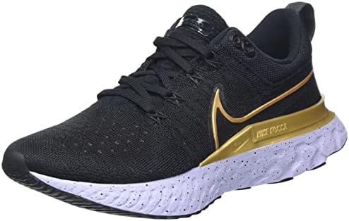 Nike Kadın React Infinity Run Flyknit 2 Koşu Ayakkabısı, Siyah / Metalik Altın-hayalet, 10