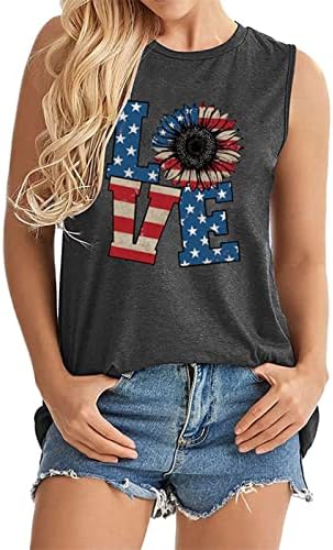 MRGIINRI Amerikan Bayrağı Baskı Tankı Üstleri Kadınlar için ABD Yıldız Çizgili Vatansever T Shirt 2023 Yaz Moda Aşk