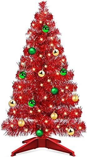 [Emniyet Yangın Geciktirici] TURNMEON 3 Ayaklar Siyah Noel Ağacı Süsleri, noel Aritificial Tam Cicili Bicili Ağacı