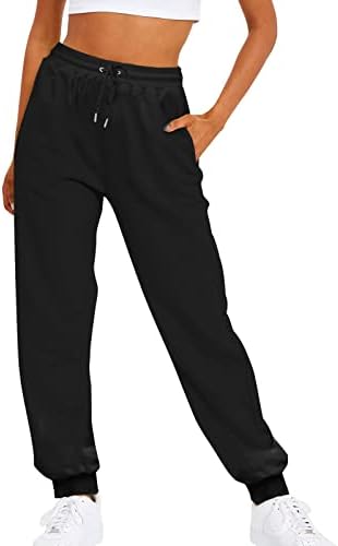 Bayan Yüksek Belli Baggy Sweatpants Baggy Joggers Cepler ile Giyim Rahat Cinch Alt dinlenme pantolonu