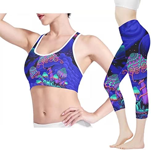 Belıdome Capri Tayt ve spor sutyeni Seti egzersiz kıyafetleri Kadınlar için 2 Parça Set Eşofman Yoga Spor XS-2XL