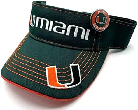 OC Spor Miami Hurricanes Yeşil Vizör Ayarlanabilir Klasik İşlemeli Şapka, Bir Boyut