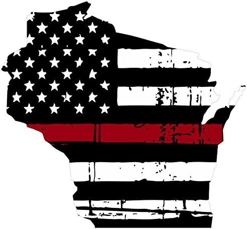 Wisconsin Yırtık Pırtık İnce kırmızı çizgi 3.9x4. 3 inç Bayrak Onurlandıran Bizim Erkekler ve Kadınlar Kolluk Kuvvetleri