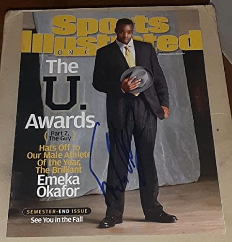 Emeka Okafor Uconn Huskies İmzalı Sports Illustrated Kampüste Si Coa İmzalı-İmzalı NBA Dergileri