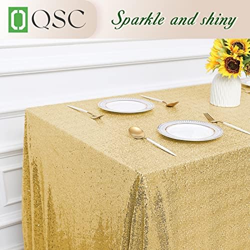 OQSQ Altın Pullu Masa Örtüsü - 60x102 inç, Glitter Masa Örtüsü, Sparkle Dizisi Masa Örtüsü için Düğün, doğum Günü