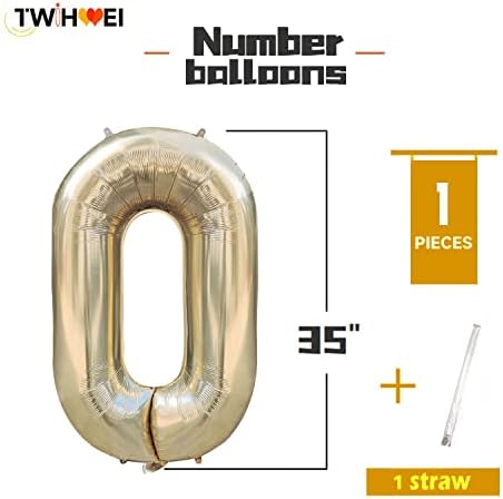 0 Numara Balonlar 10 Doğum Günü için Beyaz Altın Sıfır Balon 40 İnç Açık Altın Büyük Sayılar 20 Doğum Günü Partisi