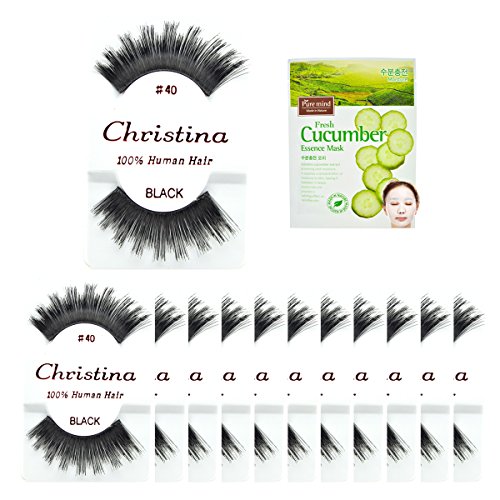 12X Kirpikler - 40 Christina 100 % İnsan Saçı Sahte Kirpikler