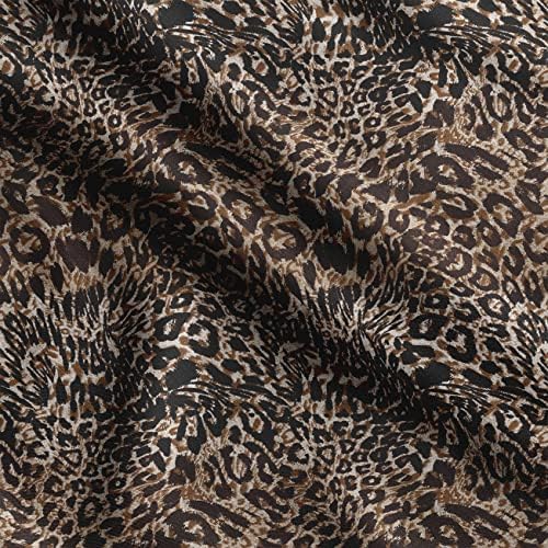 Soımoı pamuklu jarse kumaş Leopar ve Kaplan Hayvan Derisi Baskı Kumaş Yard tarafından 58 İnç Genişliğinde, koyu Kahverengi