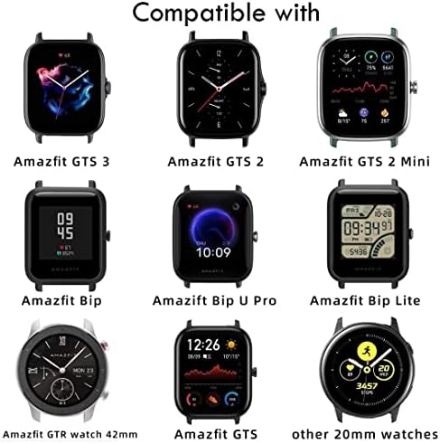 ıPartsonline Silikon Spor Bandı için Uyumlu Amazfit Bip 3 / GTS 2 mini/GTS 3 / 2e Smartwatch Yedek Bant, 20mm kauçuk
