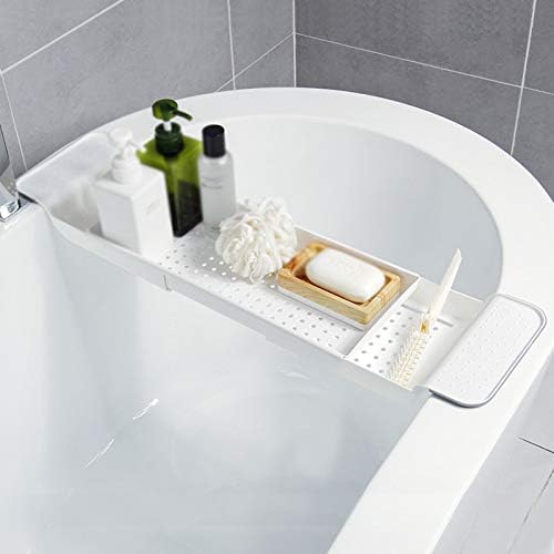PZJ-Plastik Banyo Rafı Uzatılabilir Banyo Tepsisi Küvet Caddy Teleskopik Drenaj Küvet Banyo Duş Organizatör banyo