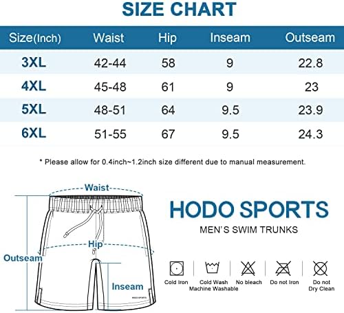 HODOSPORTS Erkekler için Büyük ve Uzun Mayolar 3X-6X
