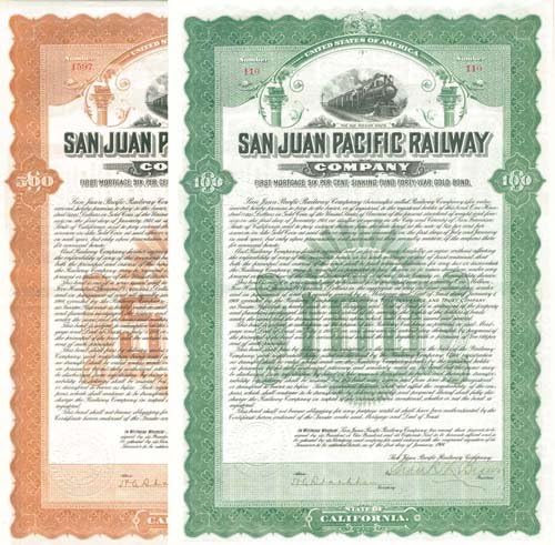 San Juan Pasifik Demiryolu A. Ş. - 100 $veya 500 $ - Tahvil (Ödenmemiş)