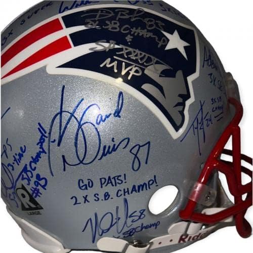 New England Patriots Efsaneleri Takımı İmzalı Kask Brady Yazılı JSA İmzalı NFL Kaskları İmzaladı