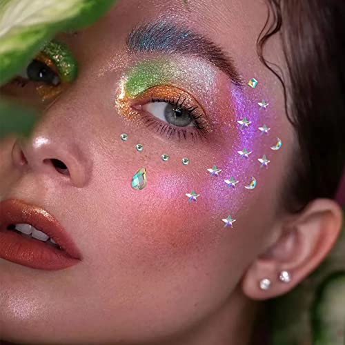 Yüz Taşlar Göz Taşlar Makyaj için Yüz Rhinestones Kendinden Yapışkanlı Kristal Çıkartmalar + Mix Glitter Elmas Yüz
