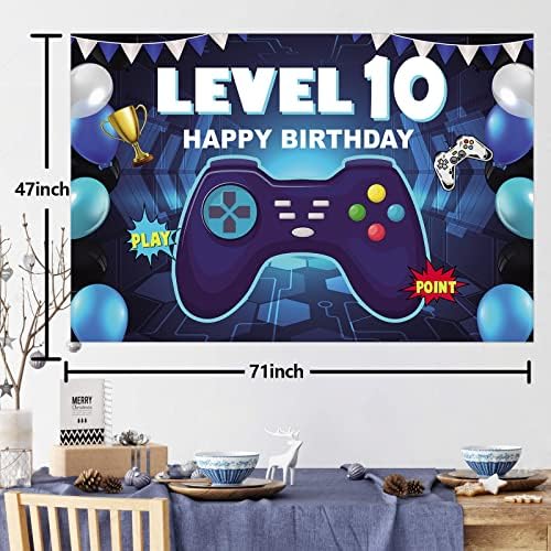 Seviye 10 Unlocked Mutlu 10 Doğum Günü Seviye Yukarı Afiş Zemin Şerefe 10 yaşında video oyunu Tema Dekor Süslemeleri