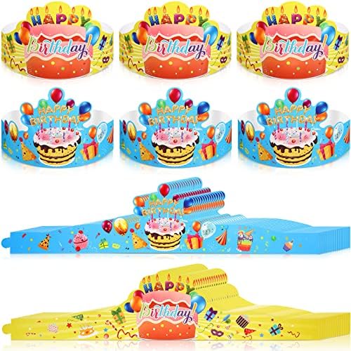 Zonon 36 Adet Doğum Günü Kron Çocuklar için Sınıf Ayarlanabilir Renkli Mutlu Doğum Günü Şapkaları Aile Doğum Günü