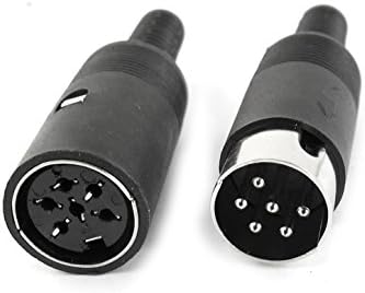 Aexit Çift Siyah Ses ve Video Aksesuarları Plastik Kaplı 6Pin DIN Erkek Dişi Soket Ses Video Kablosu Adaptörü Konnektörler