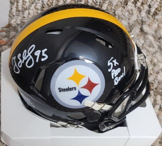 İmzalı Greg Lloyd 5x Pro Bowl Pittsburgh Steelers mini kask w/COA ve gösteri bileti