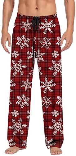 Buffalo Ekose Pijama Pantolon Streç Bel Kar Tanesi Grafik Pijama Cepler İpli Uzun Pijama dinlenme pantolonu