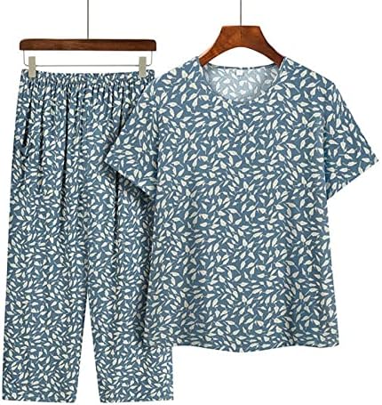 Yaz Setleri Kadınlar 2 Parça Kıyafetler Artı Boyutu Rahat Kısa Kollu Tee Gömlek ve Pantolon Setleri Yaşlı Kadın Gevşek