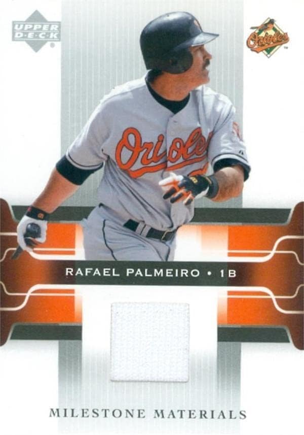 Rafael Palmeiro oyuncu yıpranmış forması yama beyzbol kartı (Baltimore Orioles) 2005 Üst Güverte Kilometre Taşı Malzemeleri