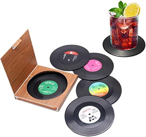 6 Set Sevimli Retro Vinil Bardak-Komik Kayıt Dekorasyon Disk Mobilya - Yaratıcı İçecekler Ekipmanları Müzik Fikirler