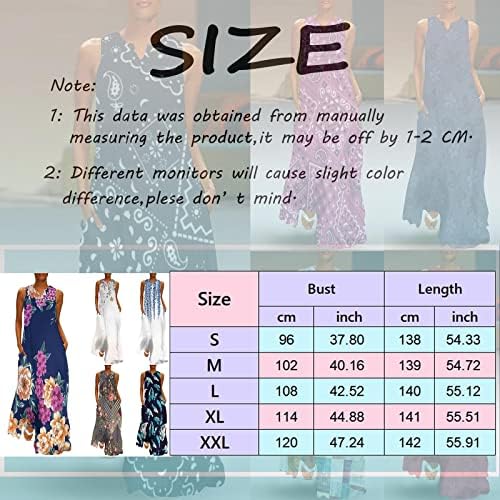 Gufesf Elbiseler Kadınlar için 2023 Maxi Elbise Yaz Casual Sundress Kolsuz Uzun Elbiseler Plaj Maxi Elbise Cepler