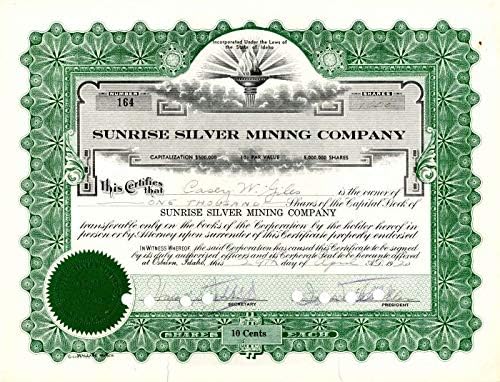 Gündoğumu Gümüş Madenciliği A. Ş. - Stok Sertifikası