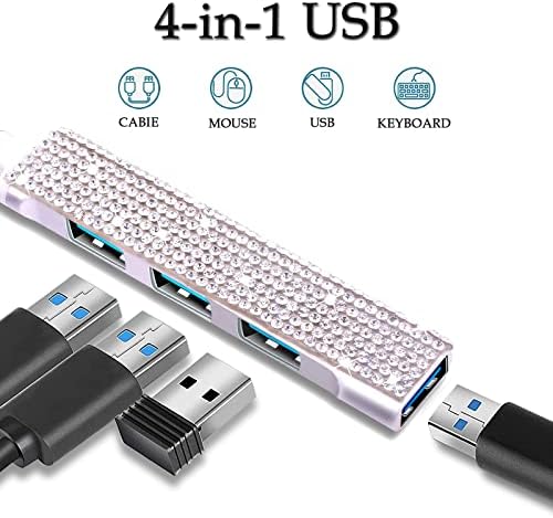 USB Hub 4 Port USB 3.0 Hub Adaptörü Bling Taklidi şarj portu ile MacBook Pro iMac için Samsung Galaxy Not 10 S10 S9