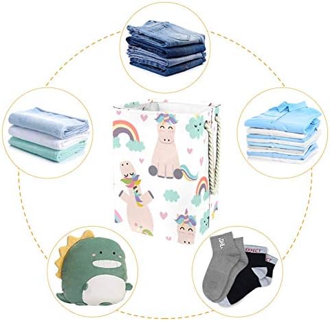 Tek boynuzlu atlar Gökkuşağı Desenleri Su Geçirmez Katlanır çamaşır sepeti Kova Çocuk Odası Yatak Odası Bebek Kreş