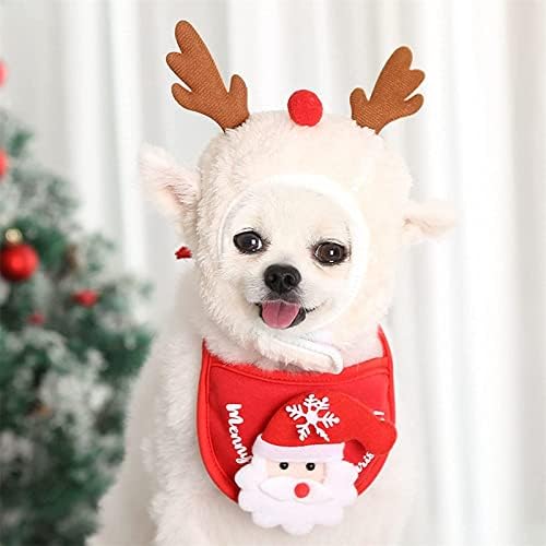QBOMB Noel pet Sevimli şapka önlük Aksesuarları Seti, Sıcak Dekorasyon Aksesuarları Küçük Evcil Hayvanlar için Uygun,