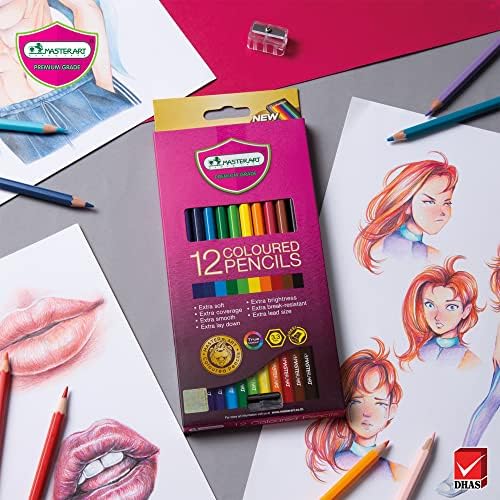 MASTERART Renkli Kalemler Çocuklar ve Yetişkinler için 12 Renk Boyama