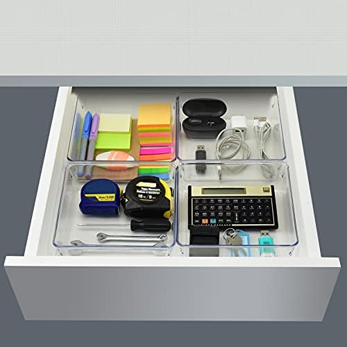 Akrilik Masa Çekmece Organizatör kutu tepsisi eşya kutuları Modüler Bölücü Ev, Mutfak, Ofis ve Depolama için (Şeffaf