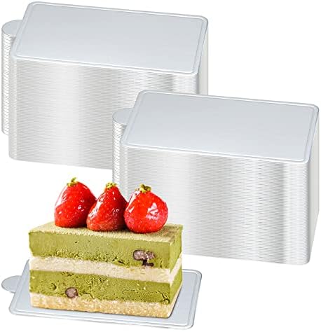 200 Adet Kek Panoları Dikdörtgen, Gümüş Mousse Cupcake Bankası Kek Kağıt Tahtası tatlı tabakları Pasta Dekorasyon