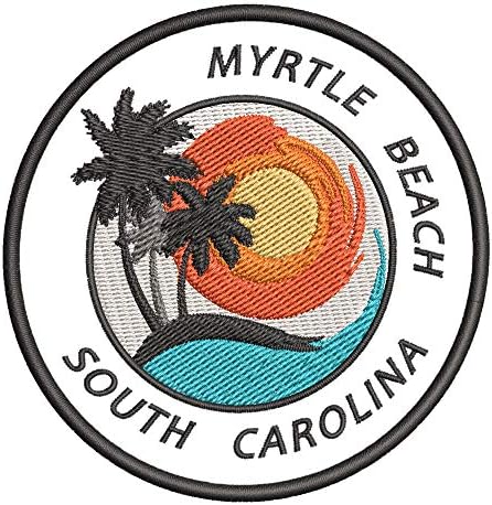 Myrtle Beach, Güney Carolina Gün Batımı Sahne İşlemeli Premium Yama DIY Demir veya Dikmek Dekoratif Rozet Amblemi