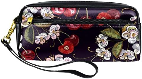 RATGDN Nakış Kiraz Çiçeği Berry Kalem Kutusu Kalem Kutusu Gençler Kırtasiye Tutucu Çanta makyaj Çantası makyaj çantası